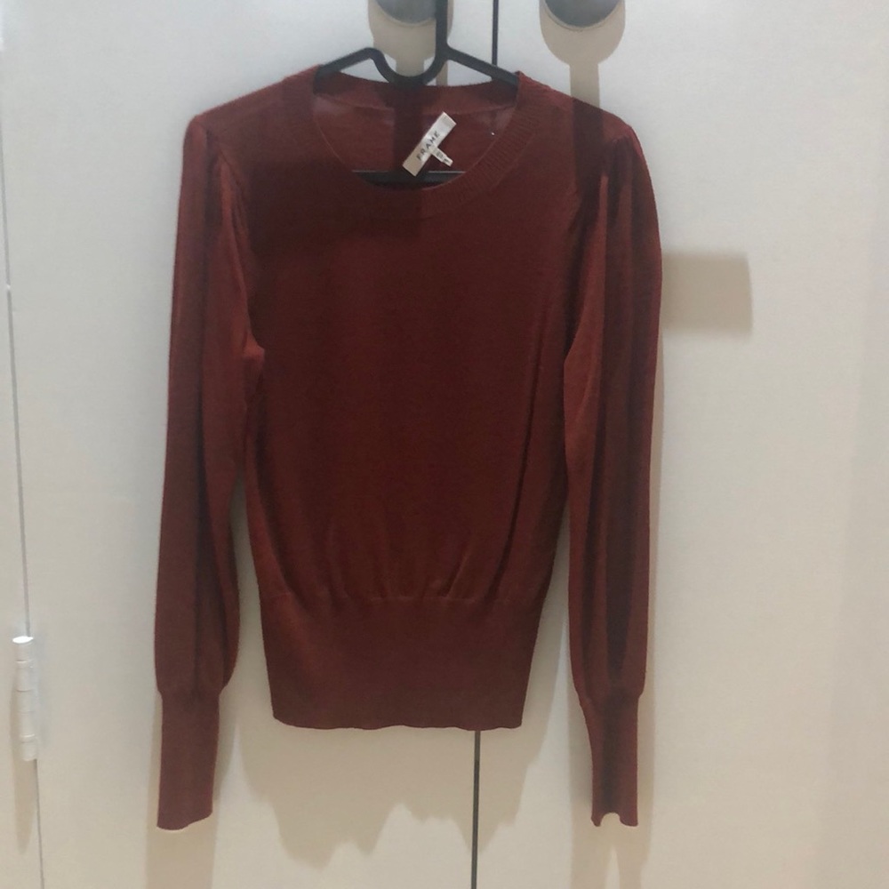 Frame Burgundy rust long sleeve light sweater size xs